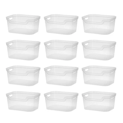 Sterilite 7 X 11 X 14.25 Inch Polished Open Scoop Front Storage Bin With Comfortable Carry Through Handles For Household Organization, Clear - Image 6