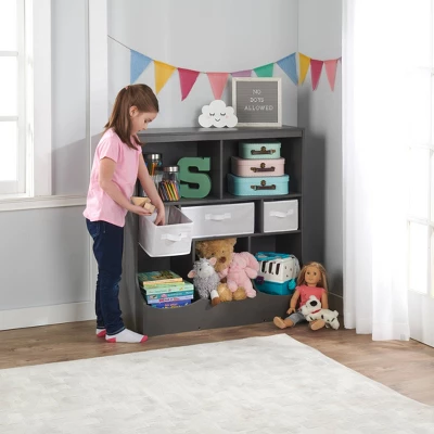 Badger Basket Combo Bin Storage Unit With 3 Baskets Charcoal - Image 2