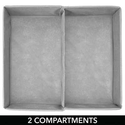 MDesign Fabric Dresser Drawer/Closet Storage, 2 Section Tray, 3 Pack - Image 3