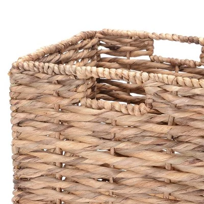 Set Of 2 Handmade Wicker Baskets - 12-Inch Square Foldable Storage Bins With Handles - Made Of Hand-Twisted Water Hyacinth By Villacera (Natural) - Image 7