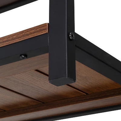 Honey-Can-Do 2 Tier Shoe Storage Bench Walnut - Image 5