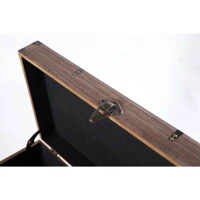 Vintiquewise Wooden Rectangular Lined Rustic Storage Trunk With Latch - Image 5
