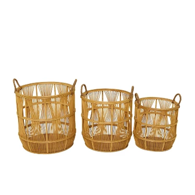 Set Of 3 Wood Baskets Brown - Olivia & May