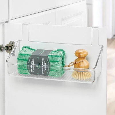 MDesign Plastic Over Cabinet Door Hanging Home Storage Bin