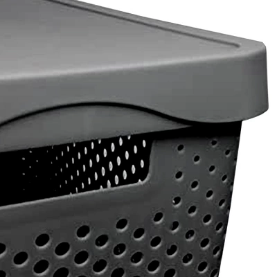 HANAMYA 11 Liter Stackable Lidded Storage Container Multipurpose Bins With Handles For Home And Office Organization, Gray (Set Of 6) - Image 3