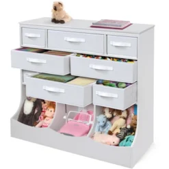 Storage Station With Eight Baskets And Three Bins - White