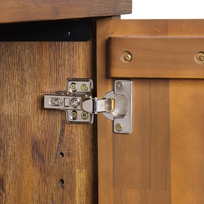 31" Bethel Acacia Wood Shoe Cubbie Storage Cabinet Natural - Alaterre Furniture - Image 6