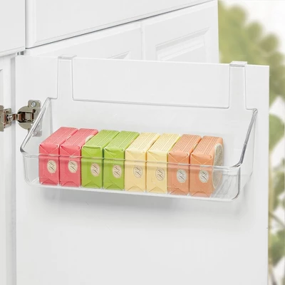 MDesign Plastic Over Cabinet Door Hanging Home Storage Bin - Image 4