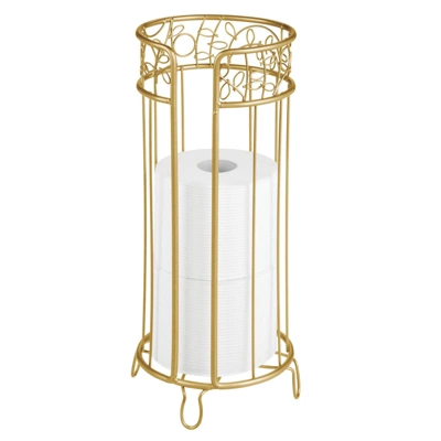 MDesign Decorative Metal Toilet Paper Storage Holder Stand, 3 Rolls - Image 12
