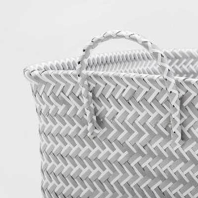 Large Woven Rectangular Storage Basket Gray/White - Brightroom™ - Image 2