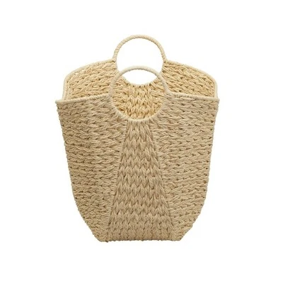 Household Essentials Tall Scoop Basket Paper Rope Cream - Image 2