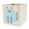 3 Sprouts Large 13 Inch Square Children's Foldable Fabric Storage Cube Organizer Box Soft Toy Bin 2 Piece Bundle With Blue Cat, Blue Peacock Designs