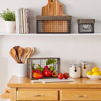 Design Imports Set Of 6 Antique Silver Finish Farm House Baskets - Image 7