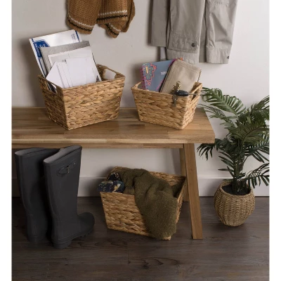 Design Imports Set Of 3 Water Hyacinth Baskets Natural - Image 6