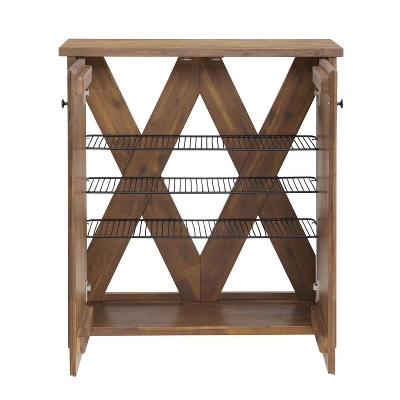 31" Bethel Acacia Wood Shoe Cubbie Storage Cabinet Natural - Alaterre Furniture - Image 4