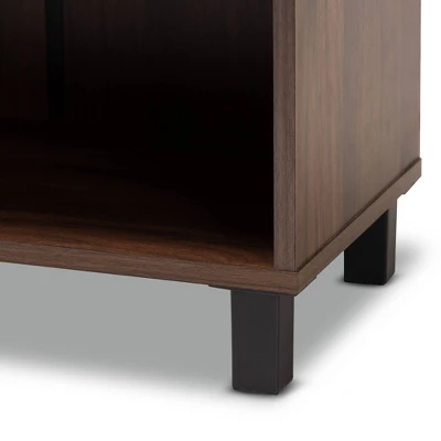 Rossin Walnut Finished 2 Door Wood Entryway Shoe Storage Cabinet Brown - Baxton Studio - Image 5