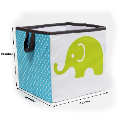 Bacati - Elephants Aqua/Lime/Gray Storage Box Small - Image 3