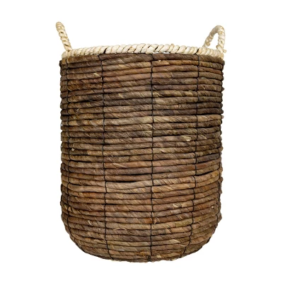 Set Of 2 Wrapped Rim Baskets Banana Leaf, Corn Husk & Metal - Foreside Home & Garden - Image 3
