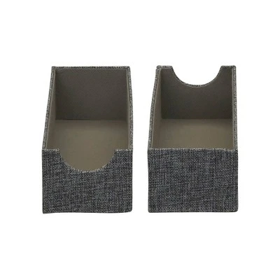 Household Essentials Set Of 2 Narrow Drawer Trays Graphite Linen - Image 4