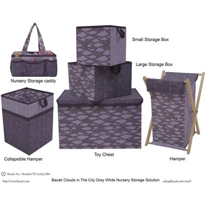 Bacati - Clouds In The City White/Gray Storage Box Small - Image 4