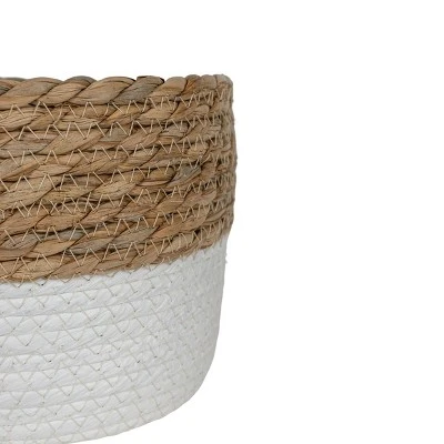 Set Of 2 Baskets White Seagrass & Rope By Foreside Home & Garden - Image 3