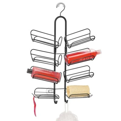 MDesign Steel Metal Bathroom/Shower Caddy Rack With Hooks And Baskets - Image 8