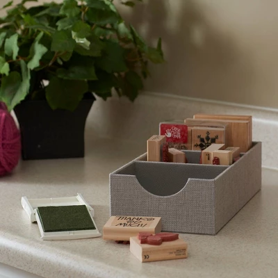 Household Essentials Set Of 2 3-Section Hardside Trays Silver - Image 3