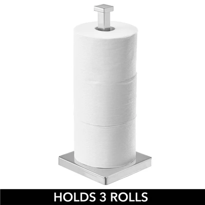 MDesign Modern Metal Free-Standing Toilet Paper Stand, Holds 3 Rolls - Image 3