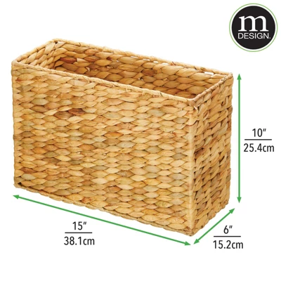 MDesign Hyacinth Rice Weave Toilet Tank Bathroom Storage Basket Bin - Image 2
