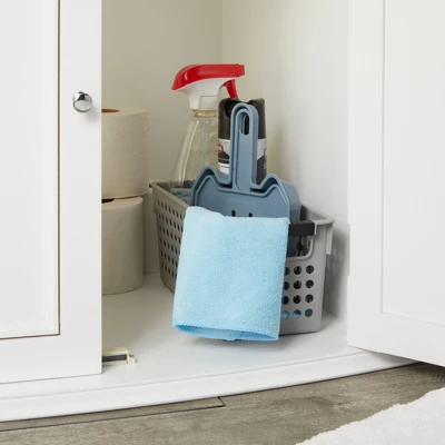 Farmlyn Creek 4 Pack Gray Plastic Storage Baskets Bins With Handles For Shelves, Closet Organizer - Image 2