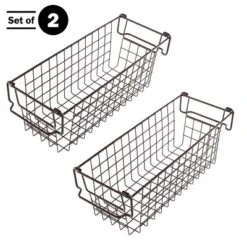 Set Of 2 Storage Bins - Basket Set For Toy, Kitchen, Bathroom, And Closet Storage - Small Shelf Organizers With Handles By Home-Complete (Brown)