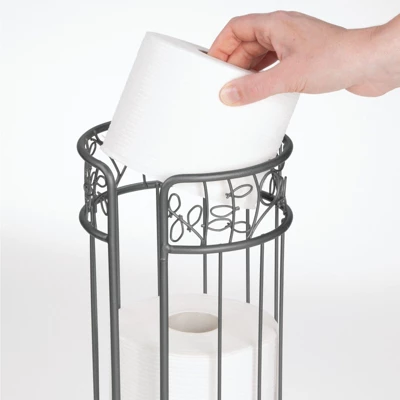 MDesign Decorative Metal Toilet Paper Storage Holder Stand, 3 Rolls - Image 7