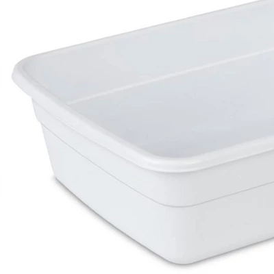 Sterilite Small Portable Rectangle Plastic Heavy Duty Reinforced Plastic 8 Qt Kitchen Dish Pan Basin Container For Dishware & Laundry, White (24 Pack) - Image 2