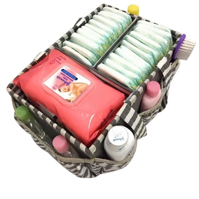 Bacati - Pin Stripes Gray Storage Caddy - Image 3