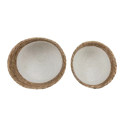 Set Of 2 Baskets White Seagrass & Rope By Foreside Home & Garden - Image 5