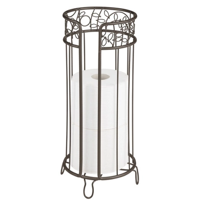 MDesign Decorative Metal Toilet Paper Storage Holder Stand, 3 Rolls