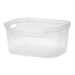 Sterilite 7 X 11 X 14.25 Inch Polished Open Scoop Front Storage Bin With Comfortable Carry Through Handles For Household Organization, Clear