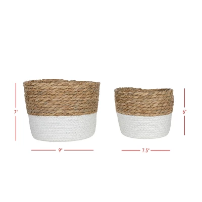 Set Of 2 Baskets White Seagrass & Rope By Foreside Home & Garden - Image 6