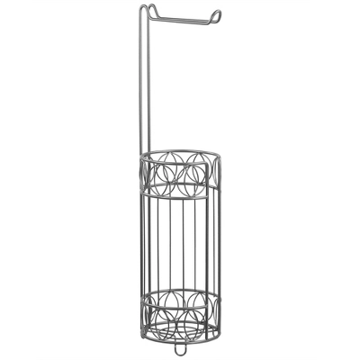 Home Basics Seville Free-Standing Dispensing Toilet Paper Holder, Satin Nickel - Image 2