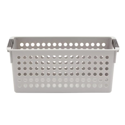 Farmlyn Creek 4 Pack Gray Plastic Storage Baskets Bins With Handles For Shelves, Closet Organizer - Image 5