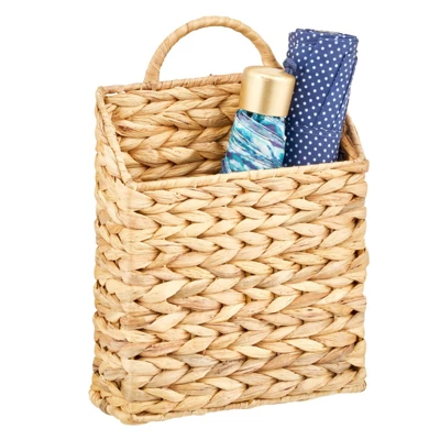 MDesign Woven Water Hyacinth Hanging Wall Storage Basket - Image 4