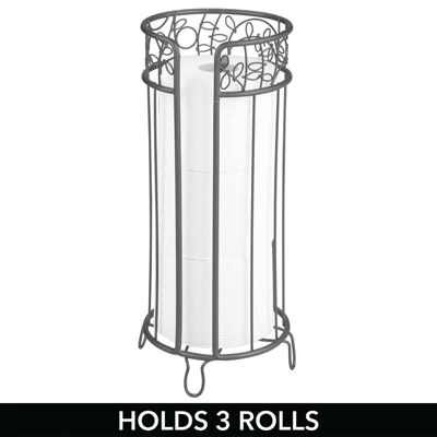 MDesign Decorative Metal Toilet Paper Storage Holder Stand, 3 Rolls - Image 6
