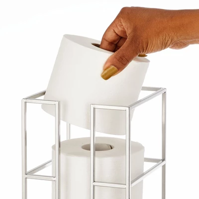 MDesign Metal Toilet Paper 3-Jumbo Roll Storage Reserve Tower Stand - Image 6