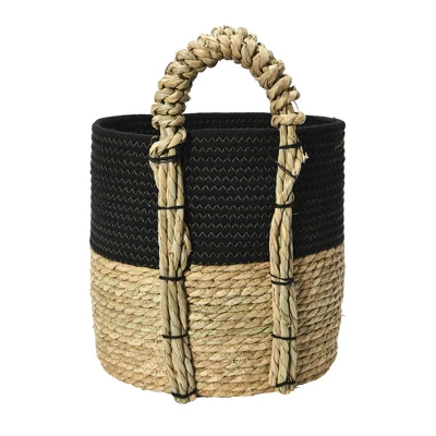 Household Essentials Terra Braid Grass Basket Black/Natural - Image 3