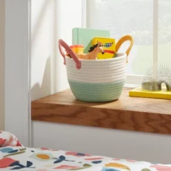 Small Color Block Kids' Coiled Rope White/Light Green - Pillowfortâ˘