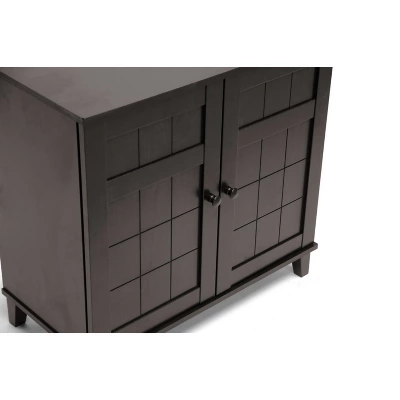 Glidden Wood Modern Shoe Cabinet (Short) Dark Brown - Baxton Studio - Image 2
