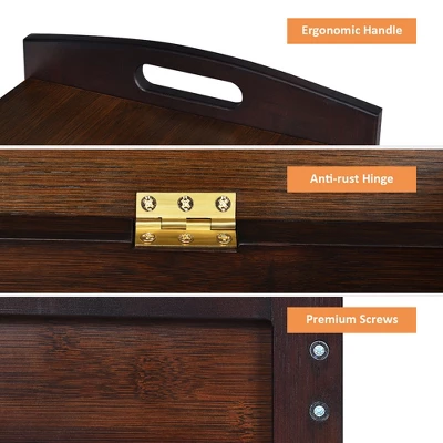 Costway 3-Tier Bamboo Shoe Bench Entryway Storage Rack Organizer Home Hallway BrownNature - Image 4