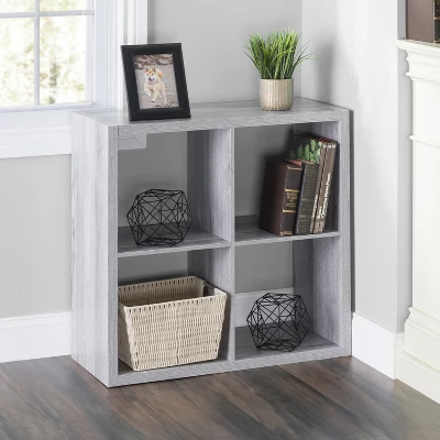 Home Basics 4 Open Cube Organizing Wood Storage Shelf