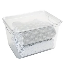 Simplify 14.2" X 10.6" X 8.9" Large Lidded Storage Tote Clear