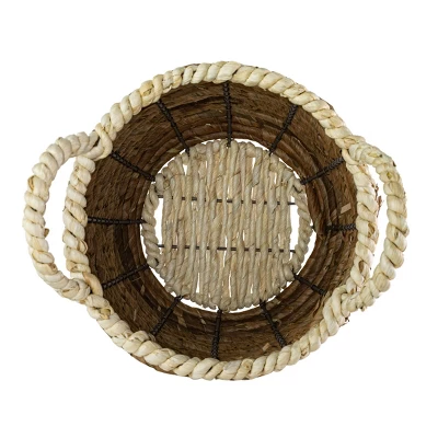 Wrapped Rim Basket Banana Leaf, Corn Husk & Metal - Foreside Home & Garden - Image 2